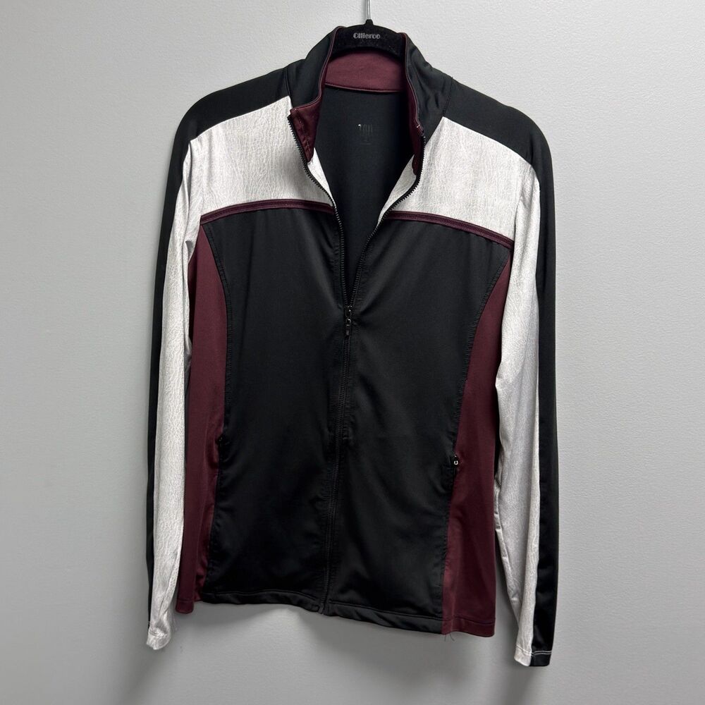 Tail Activewear Jacket Golf Tennis Black Maroon White Full Zip Pockets Sz S